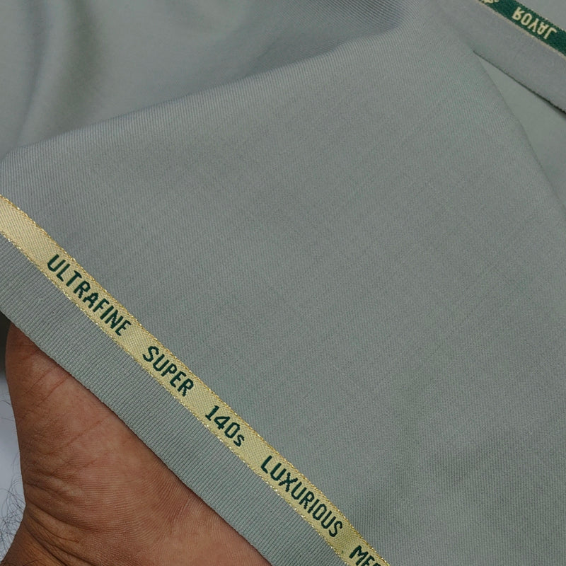 Trouser Fabric Reid & Taylor Super 140s Count 45%Wool Plain Weave Color Light Faded Green