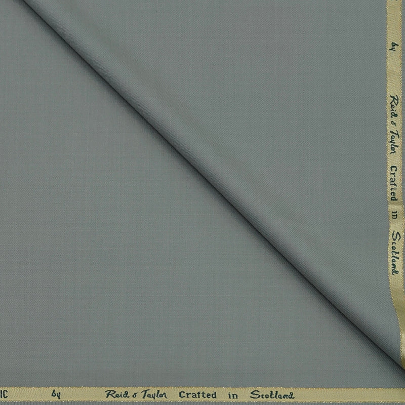 Trouser Fabric Reid & Taylor Super 140s Count 45%Wool Plain Weave Color Light Faded Green