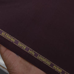 Trouser Fabric Reid & Taylor Super 140s Count 45%Wool Plain Weave Color Dark Maroon