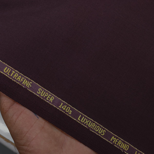 Trouser Fabric Reid & Taylor Super 140s Count 45%Wool Plain Weave Color Dark Maroon
