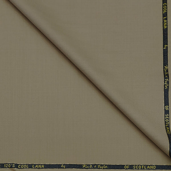 Trouser Fabric Reid & Taylor Super 120s Count 50%Wool Plain Weave Stretchable Color Taupe Brown