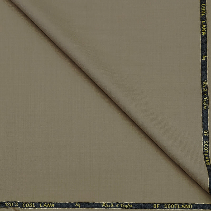 Trouser Fabric Reid & Taylor Super 120s Count 50%Wool Plain Weave Stretchable Color Taupe Brown