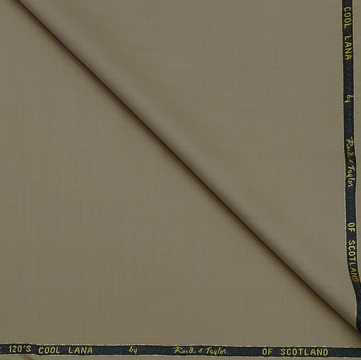 Trouser Fabric Reid & Taylor Super 120s Count 50%Wool Plain Weave Stretchable Color Taupe Brown