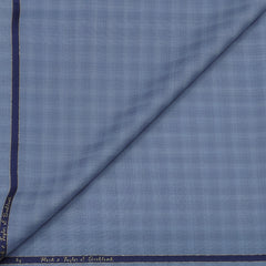 Trouser Fabric Reid & Taylor Super 130s Count 70%Wool Mild Check Color Ocean Blue