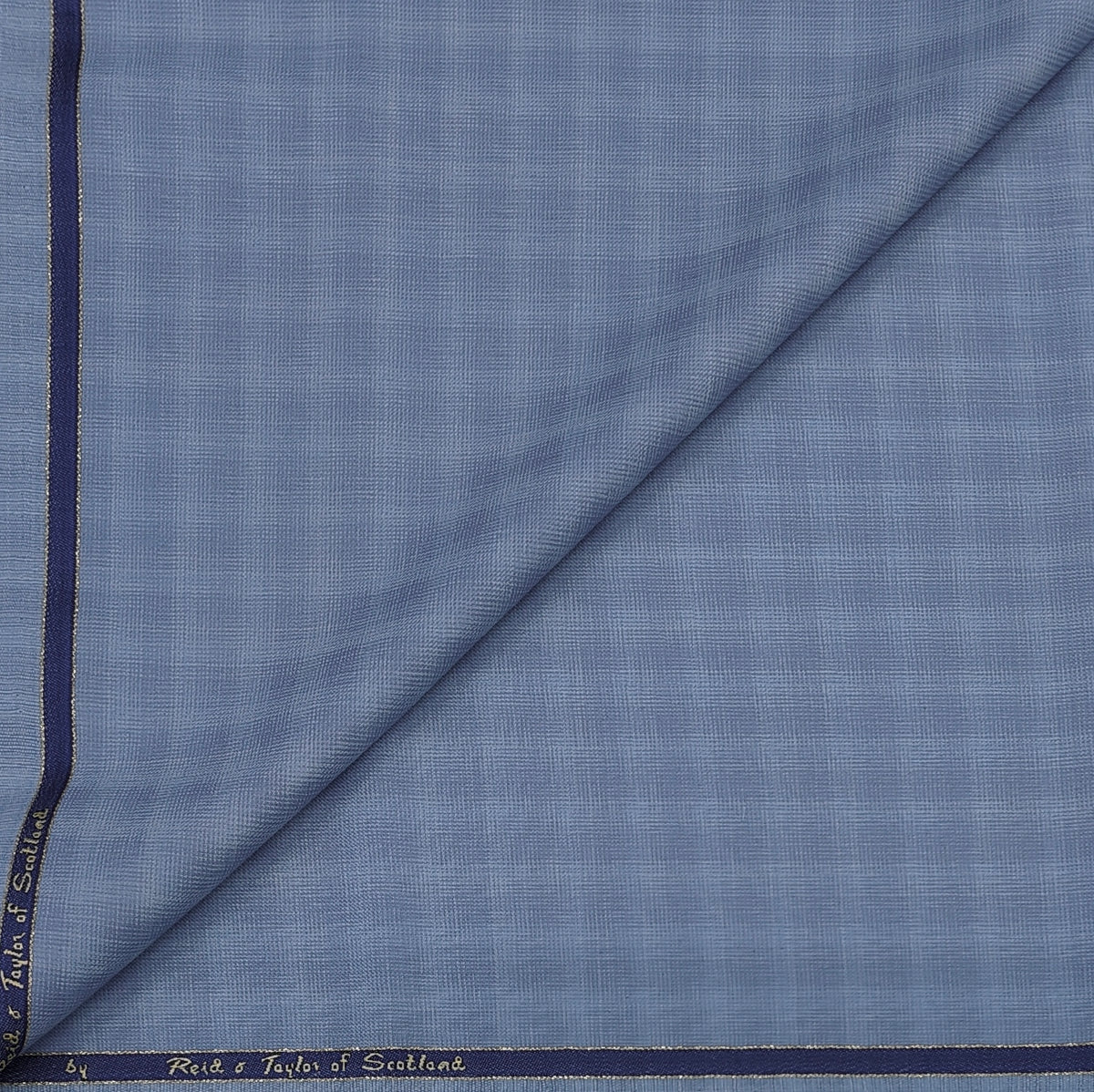 Trouser Fabric Reid & Taylor Super 130s Count 70%Wool Mild Check Color Ocean Blue