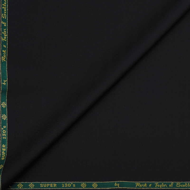 Trouser Fabric Reid & Taylor Super 130s Count 70%Wool Self Slub Color True Black