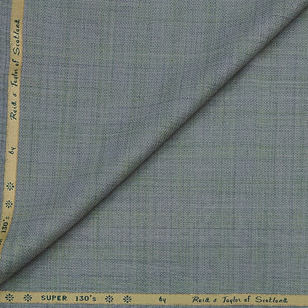 Trouser Fabric Reid & Taylor Super 130s Count 70%Wool Mild Check Color Greenish Grey