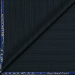 Trouser Fabric Reid & Taylor Super 130s Count 70%Wool Pinstripe Color Emerald Blackish Green