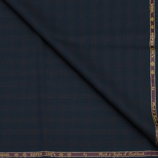 Trouser Fabric Reid & Taylor Super 130s Count 70%Wool Mild Check Color Dark Blue