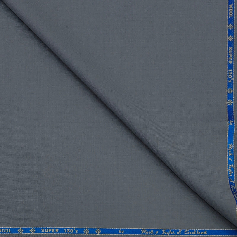 Trouser Fabric Reid & Taylor Super 130s Count 70%Wool Plain Weave Color Classic Medium Grey