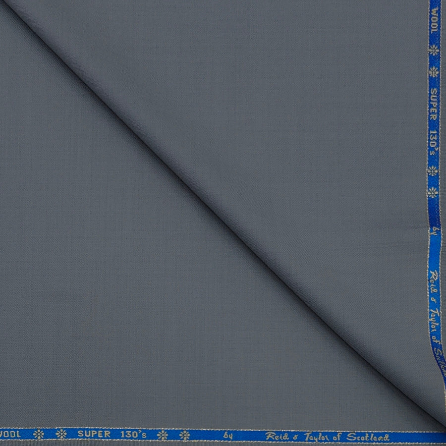 Trouser Fabric Reid & Taylor Super 130s Count 70%Wool Plain Weave Color Classic Medium Grey