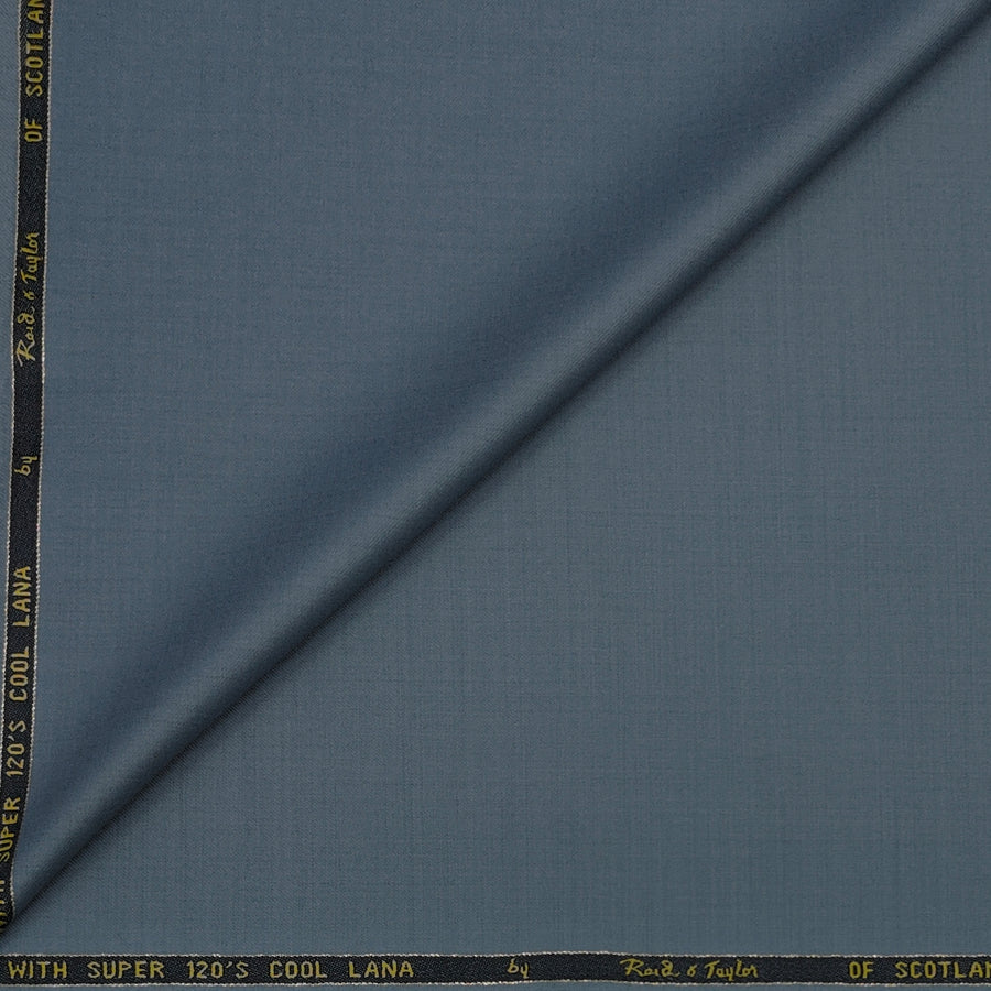 Trouser Fabric Reid & Taylor Super 120s Count 50%Wool Plain Weave Stretchable Color Iceberg Blue