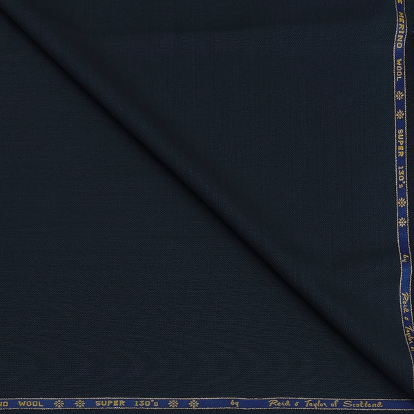 Trouser Fabric Reid & Taylor Super 130s Count 70%Wool Solid Textured Color Prussian Blue