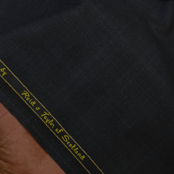 Trouser Fabric Reid & Taylor Super 130s Count 70%Wool Self Check Color Dark Charcoal Grey