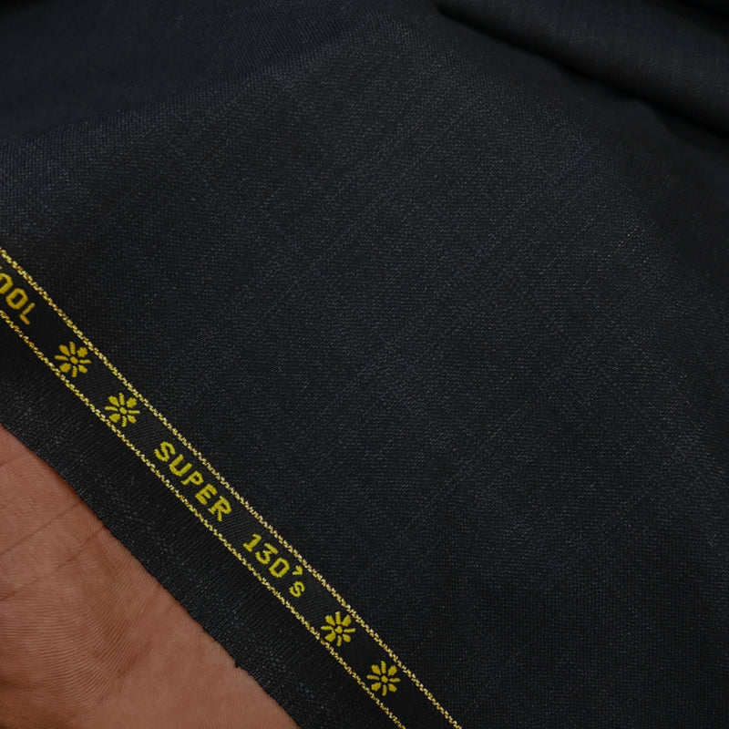 Trouser Fabric Reid & Taylor Super 130s Count 70%Wool Self Check Color Dark Charcoal Grey
