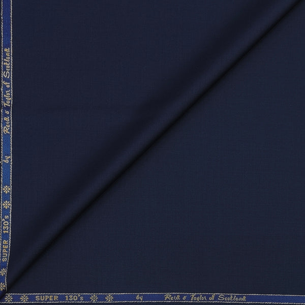 Trouser Fabric Reid & Taylor Super 130s Count 70%Wool Plain Weave Color Midnight Blue