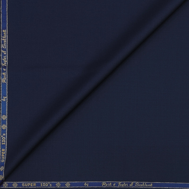 Trouser Fabric Reid & Taylor Super 130s Count 70%Wool Plain Weave Color Midnight Blue