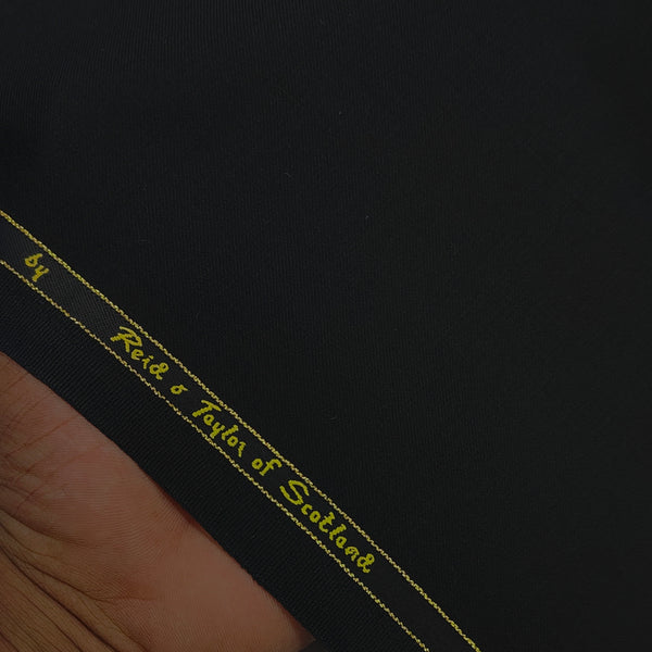 Trouser Fabric Reid & Taylor Super 130s Count 70%Wool Plain Weave Color True Black