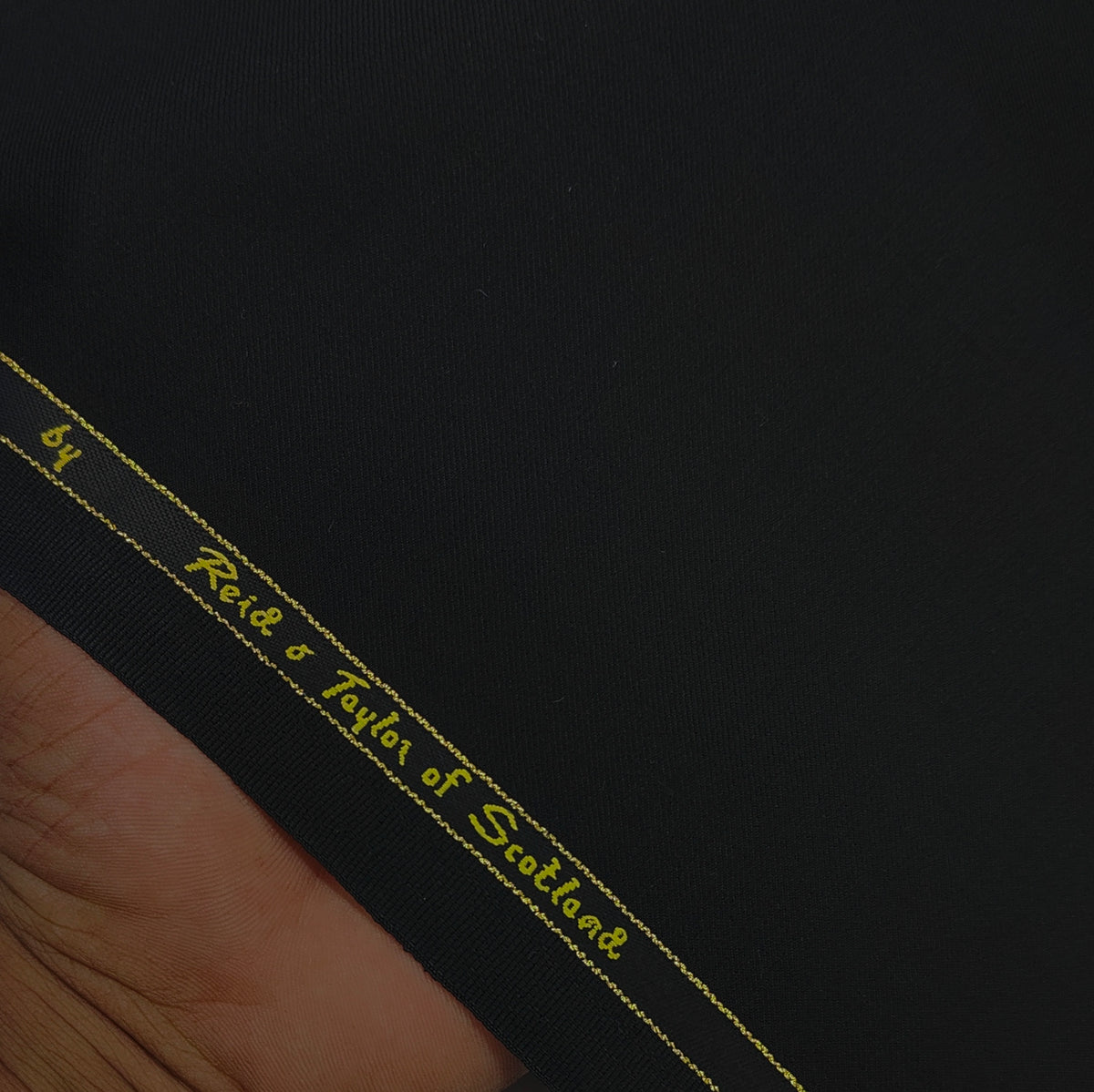 Trouser Fabric Reid & Taylor Super 130s Count 70%Wool Plain Weave Color True Black