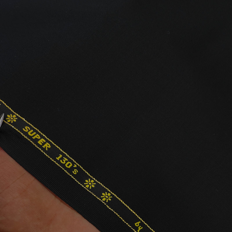 Trouser Fabric Reid & Taylor Super 130s Count 70%Wool Plain Weave Color True Black