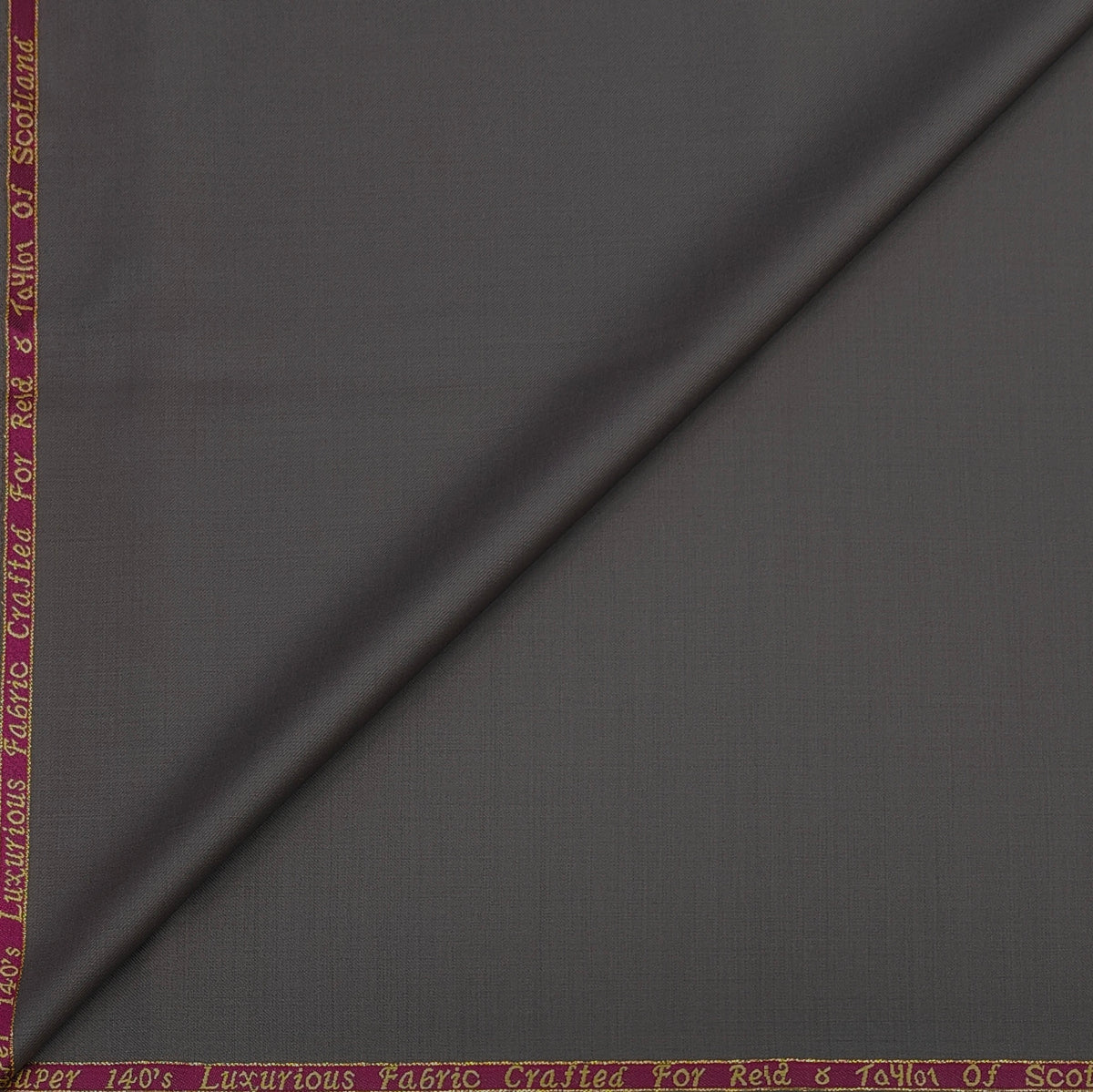 Trouser Fabric Reid & Taylor Super 140s Count 70%Wool Plain Weave Color Beaver Brown