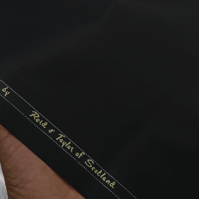 Trouser Fabric Reid & Taylor Super 130s Count 70%Wool Plain Weave Color Black