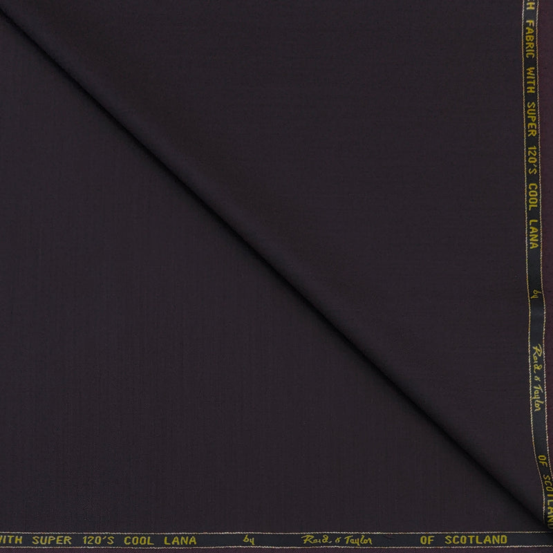 Trouser Fabric Reid & Taylor Super 120s Count 50%Wool Plain Weave Stretchable Color Dark Maroon