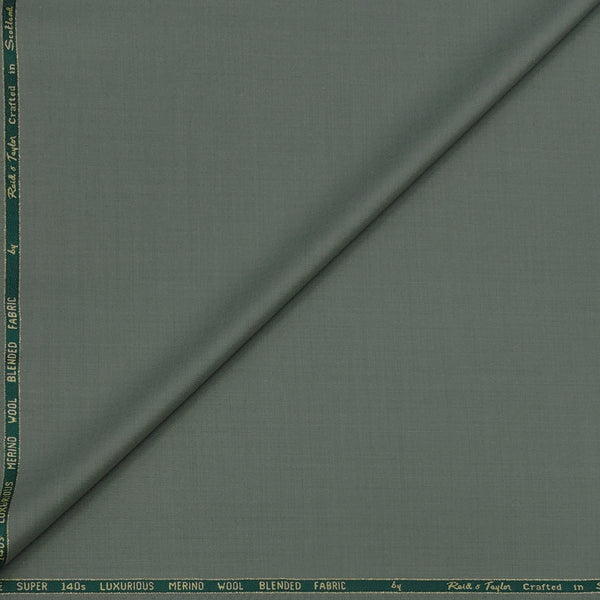 Trouser Fabric Reid & Taylor Super 140s Count 45%Wool Plain Weave Color Swamp Green