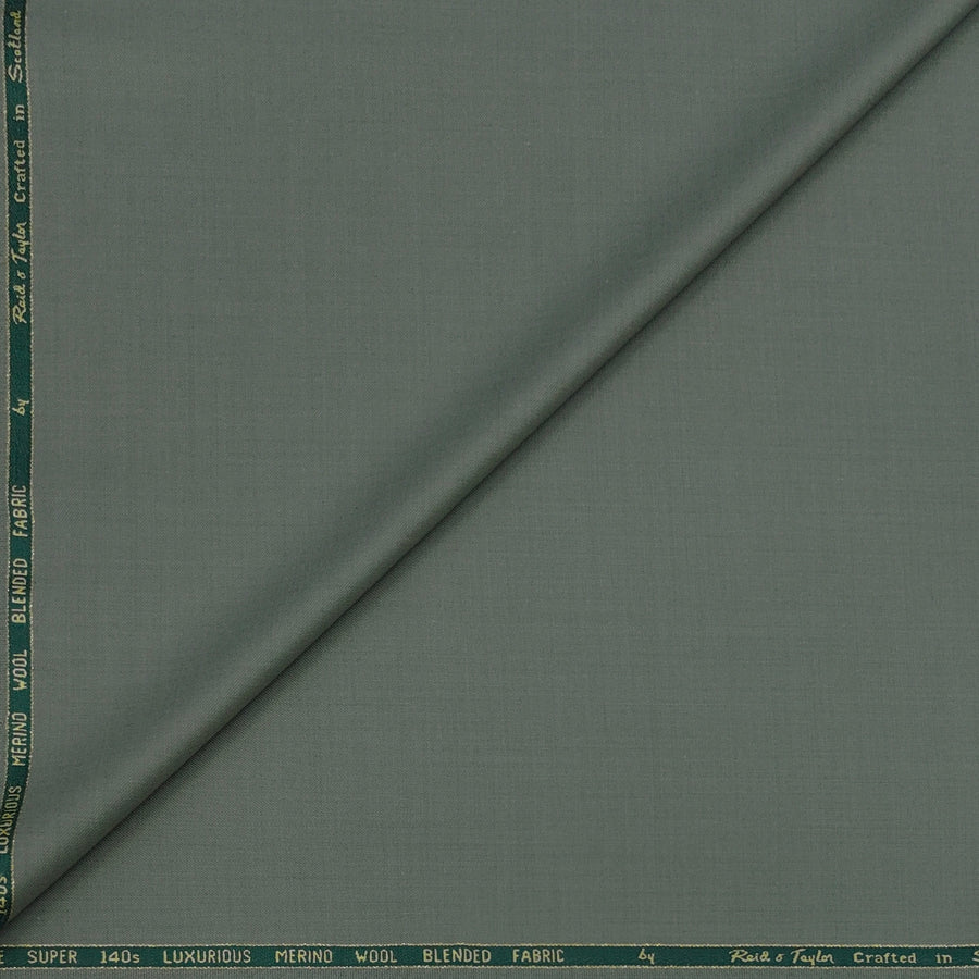 Trouser Fabric Reid & Taylor Super 140s Count 45%Wool Plain Weave Color Swamp Green