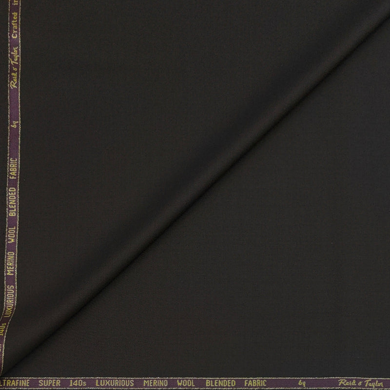Trouser Fabric Reid & Taylor Super 140s Count 45%Wool Plain Weave Color Bistre Brown