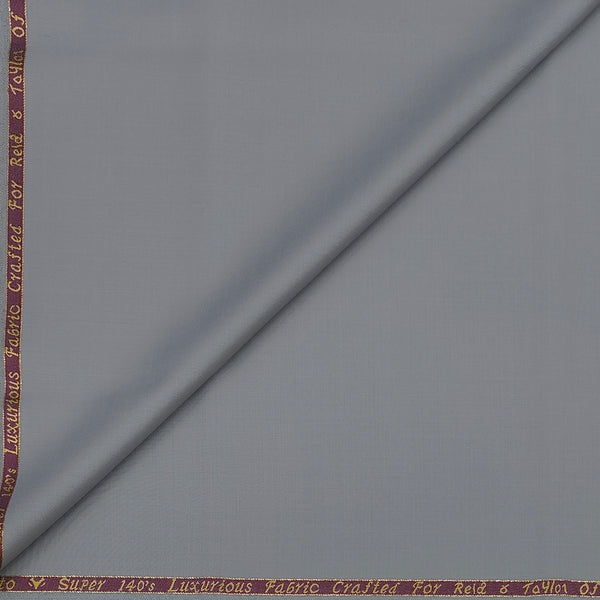 Trouser Fabric Reid & Taylor Super 140s Count 70%Wool Plain Weave Color Silver Grey