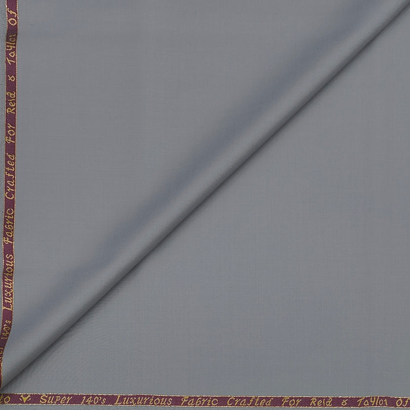 Trouser Fabric Reid & Taylor Super 140s Count 70%Wool Plain Weave Color Silver Grey