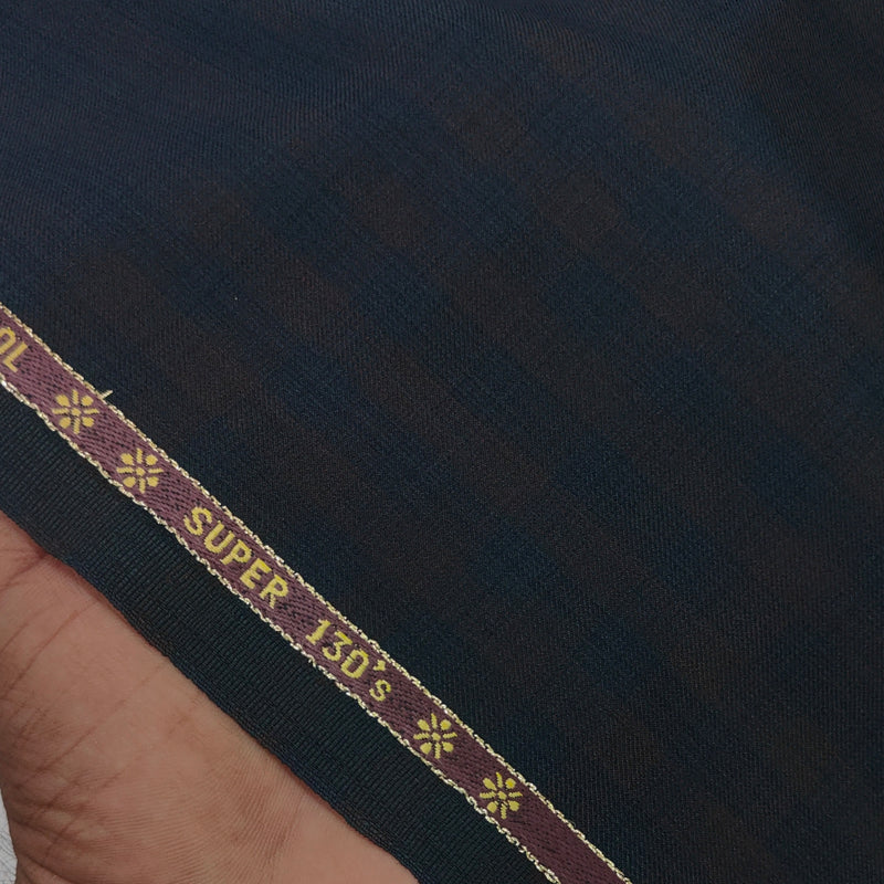 Trouser Fabric Reid & Taylor Super 130s Count 70%Wool Mild Check Color Dark Blue
