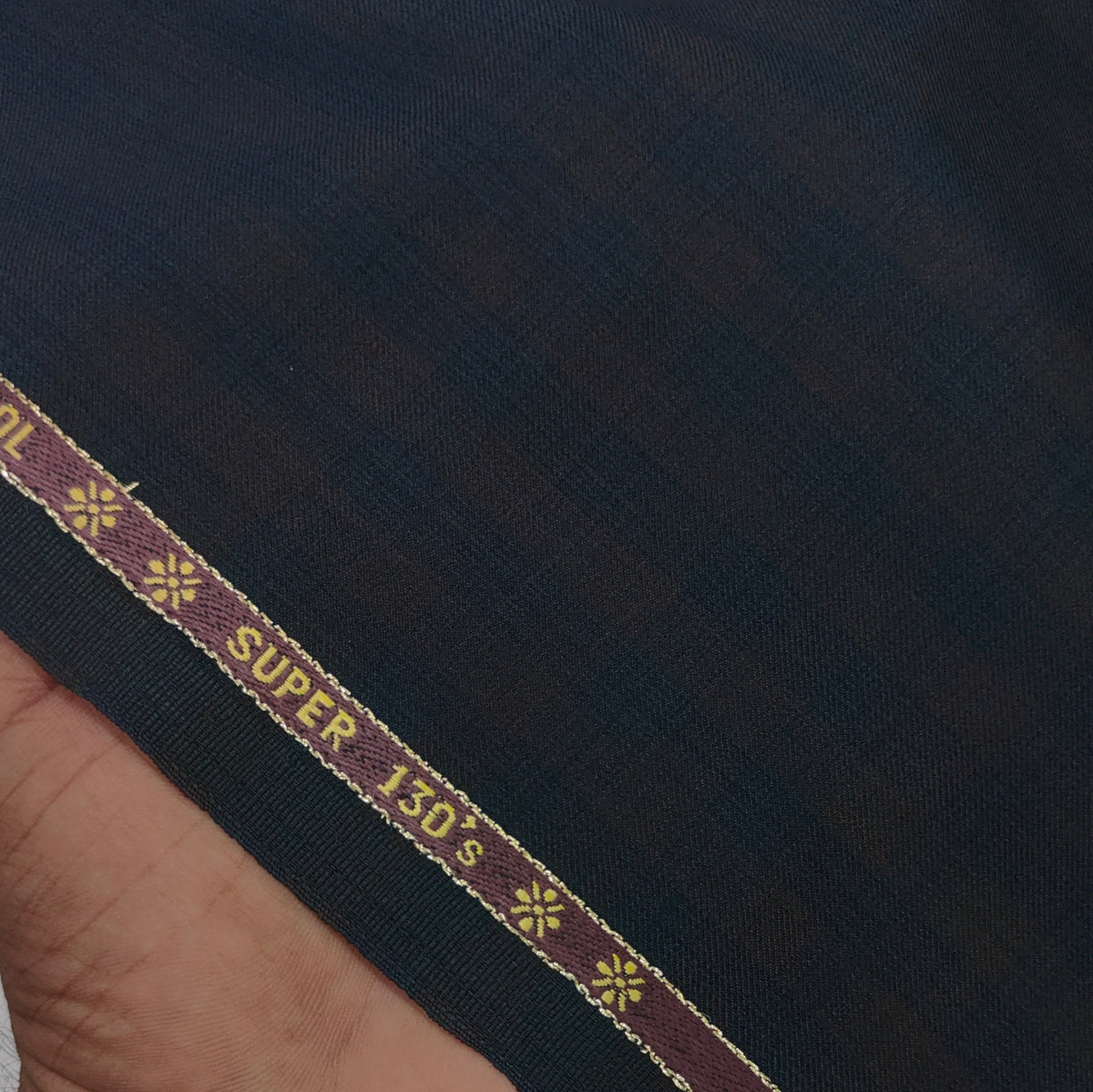 Trouser Fabric Reid & Taylor Super 130s Count 70%Wool Mild Check Color Dark Blue