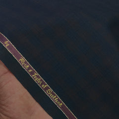 Trouser Fabric Reid & Taylor Super 130s Count 70%Wool Mild Check Color Dark Blue