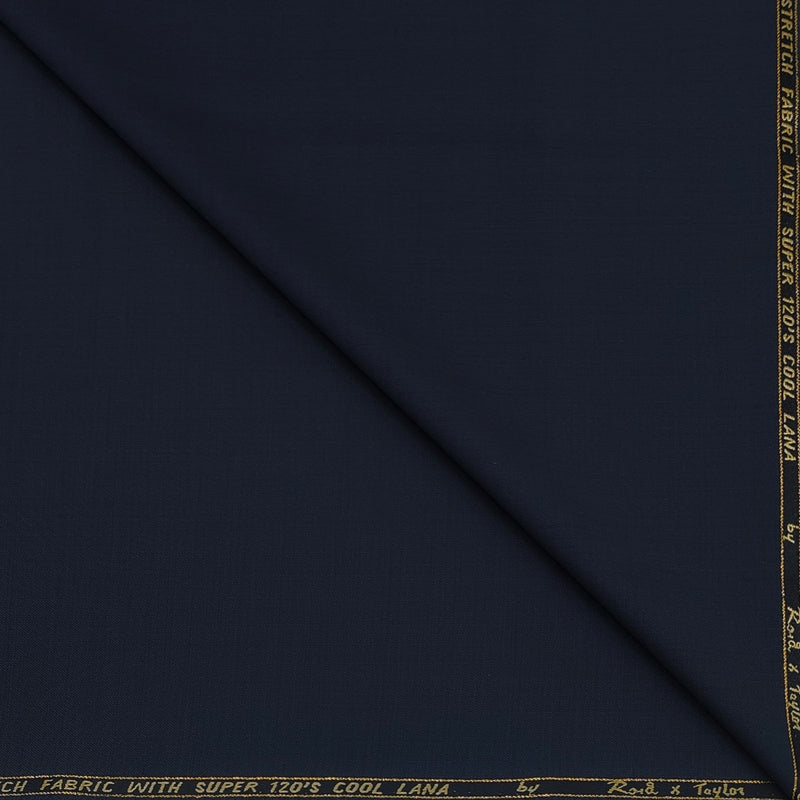 Trouser Fabric Reid & Taylor Super 120s Count 50%Wool Slub Stretchable Color Dark Blue