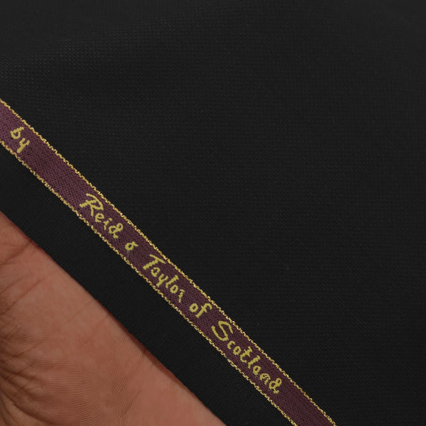 Trouser Fabric Reid & Taylor Super 130s Count 70%Wool Self Textured Color Jet Brownish Black