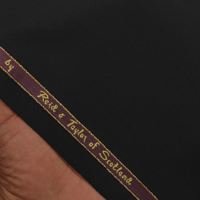 Trouser Fabric Reid & Taylor Super 130s Count 70%Wool Self Textured Color Jet Brownish Black