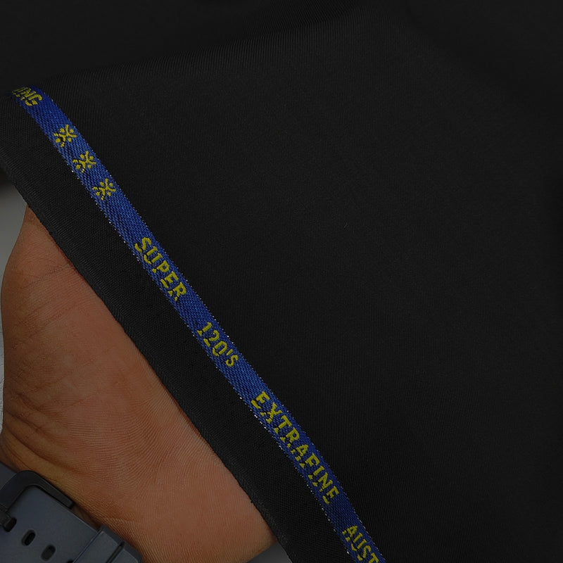 Cavalero Italy Men’s 30% Wool Super 120’s Unstitched Plain Suiting Fabric Colour Black
