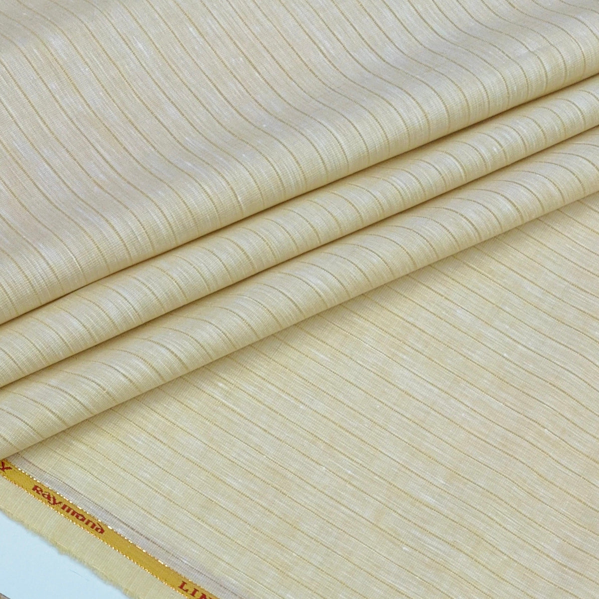 Shirt Fabric Raymond 60Lea×60Lea Pure Linen Fine Stripe Colour Light Brown