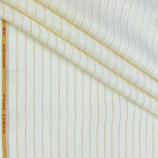 Shirt Fabric Raymond 60Lea×60Lea Pure Linen Fine Stripe Colour Ash Cream