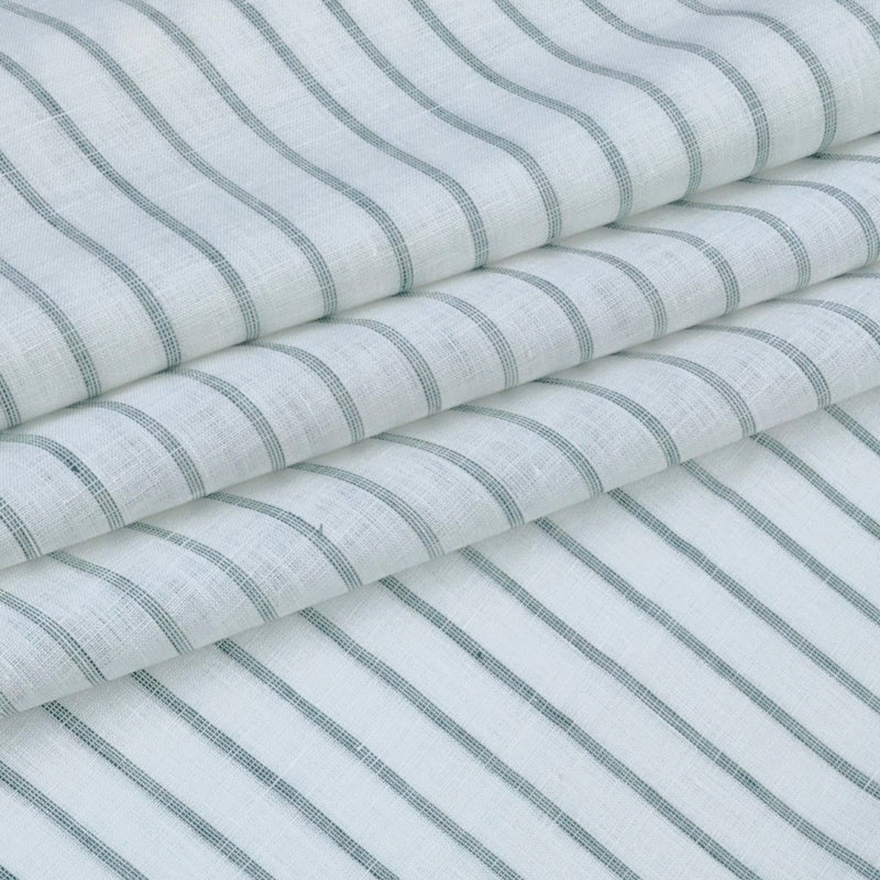 Shirt Fabric Raymond 60Lea×60Lea Pure Linen Bengal Stripe Colour Green N White