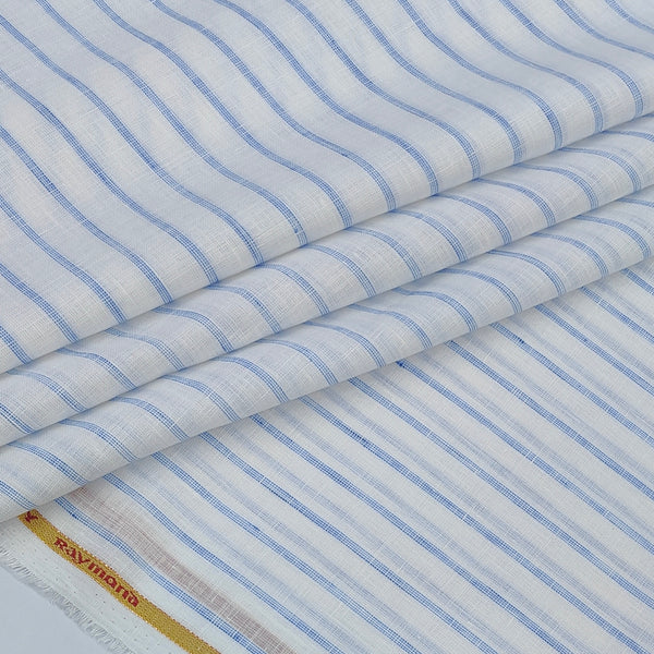 Shirt Fabric Raymond 60Lea×60Lea Pure Linen Bengal Stripe Colour Blue N White