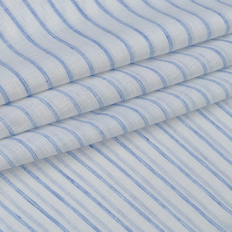 Shirt Fabric Raymond 60Lea×60Lea Pure Linen Bengal Stripe Colour Blue N White