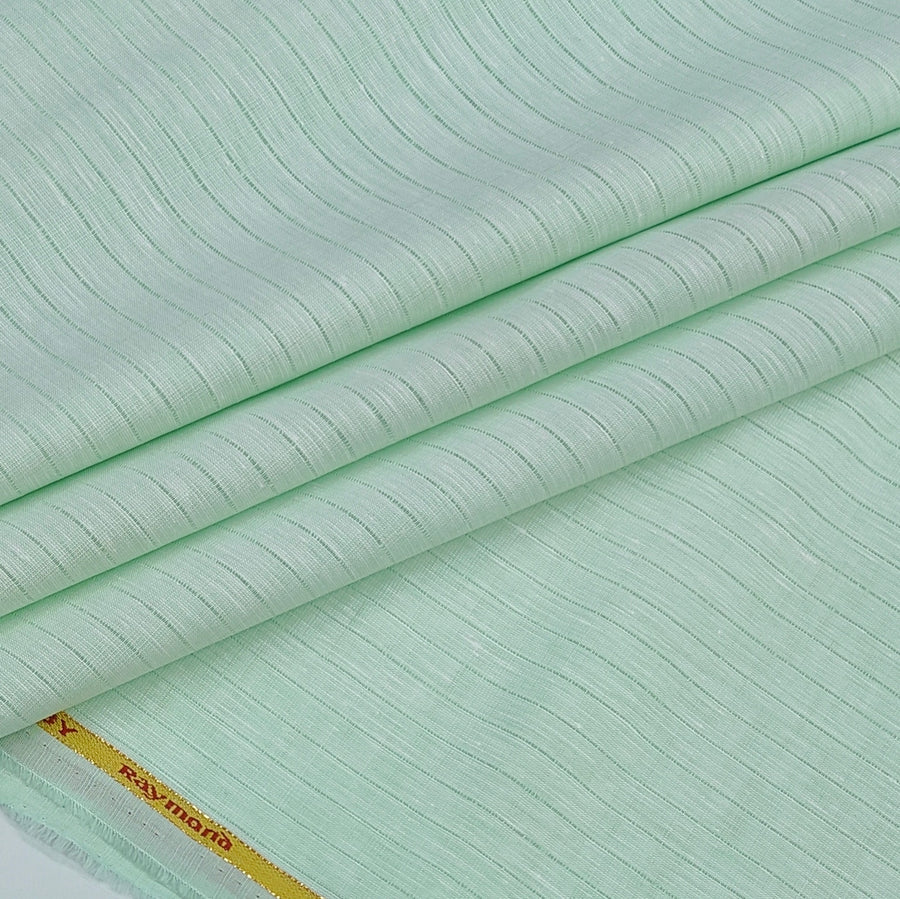 Shirt Fabric Raymond 60Lea×60Lea Pure Linen Fine Stripe Colour Mint Green
