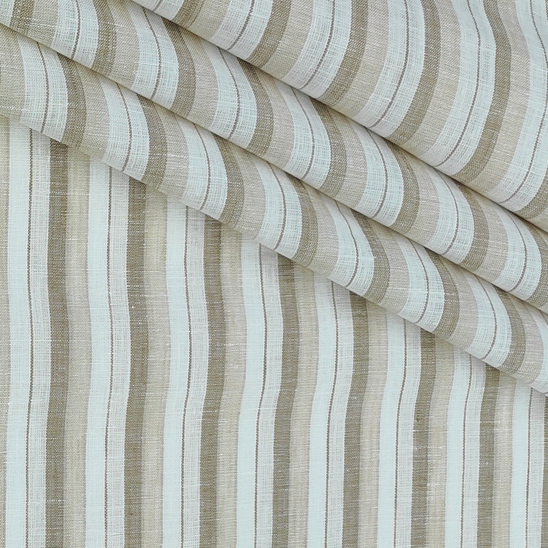 Shirt Fabric Raymond 60Lea×60Lea Pure Linen Vertical Pencil Stripe Colour Ash Cream, Beige N White