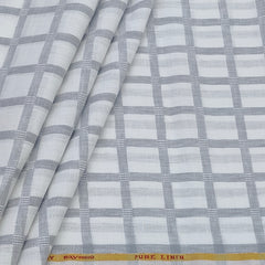 Shirt Fabric Raymond 60Lea×60Lea Pure Linen Broad Check Colour Grey N White