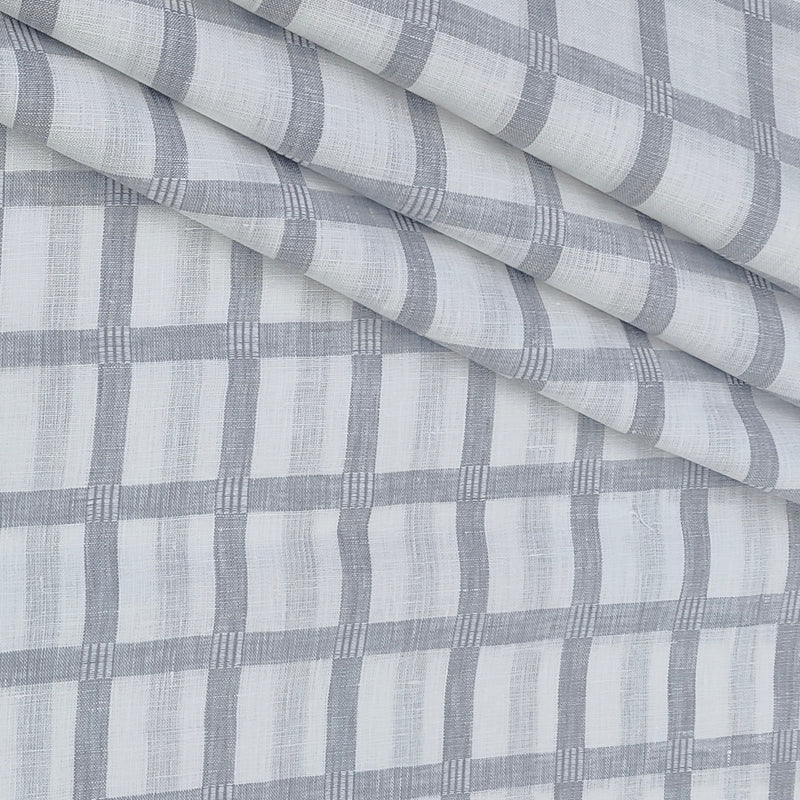 Shirt Fabric Raymond 60Lea×60Lea Pure Linen Broad Check Colour Grey N White