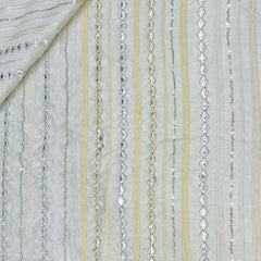 Kurta Fabric ManTire Designer Silk Embroidery Colour Off White