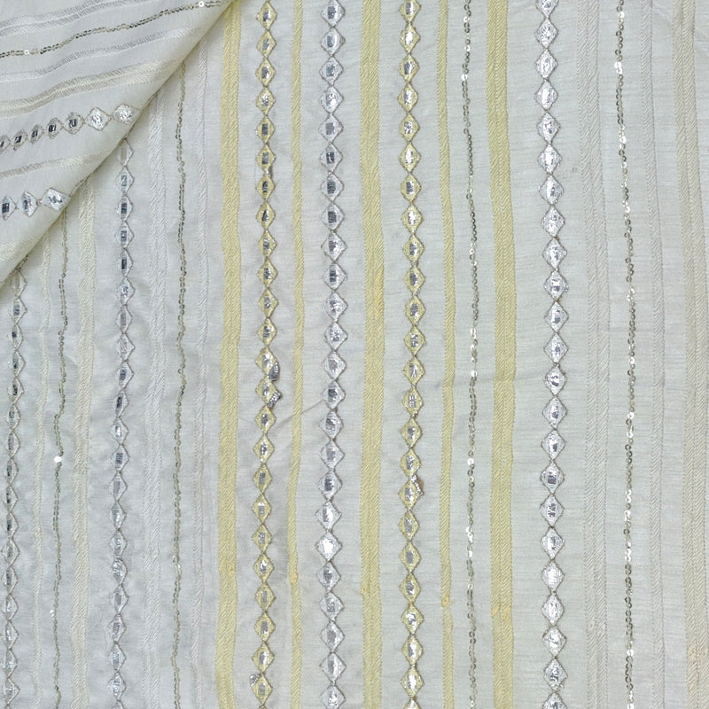 Kurta Fabric ManTire Designer Silk Embroidery Colour Off White